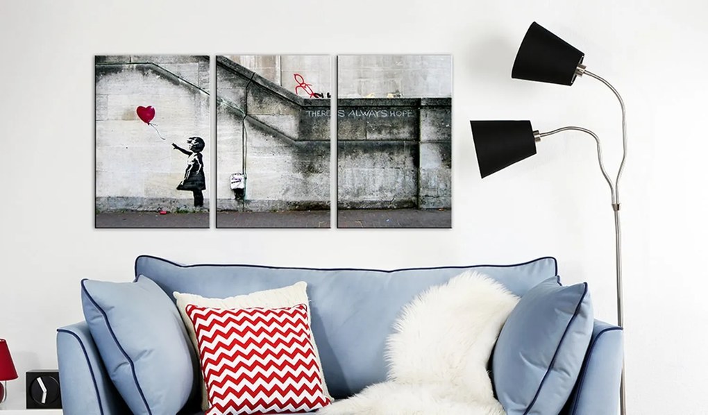 Πίνακας - There is always hope (Banksy) - triptych 120x60