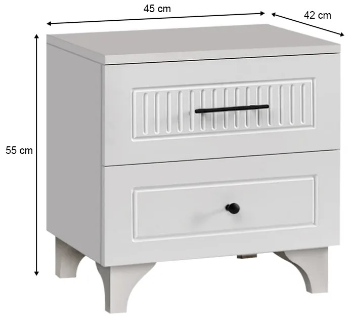 Κομοδίνο Jenna Megapap χρώμα λευκό 45x42x55εκ. - GP055-0017,1