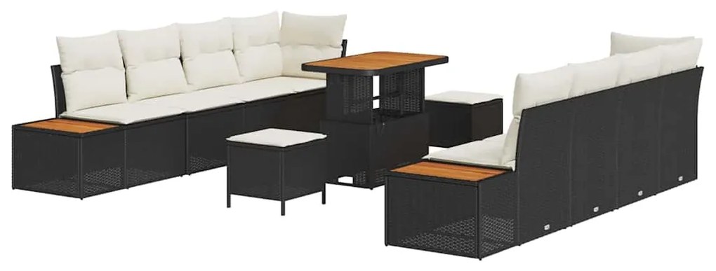 vidaXL Σετ Καναπέ Κήπου 11 pcs Μαύρο, Κρέμα 90 x 55 x 71 cm