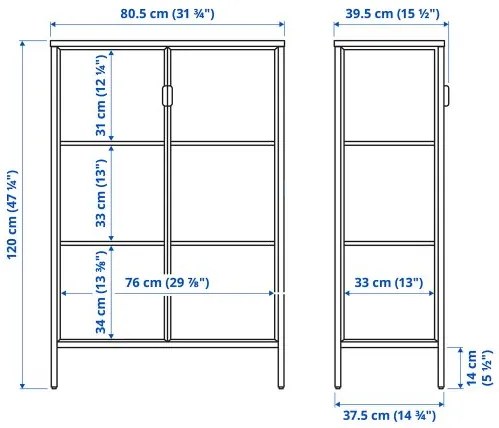 RUDSTA ντουλάπι βιτρίνα, 80x37x120 cm 504.501.37