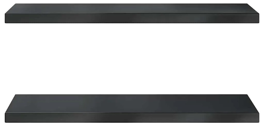 vidaXL Ράφια Τοίχου 2 τεμ. Μαύρο 100x30x3 εκ. Ανοξείδωτο Ατσάλι