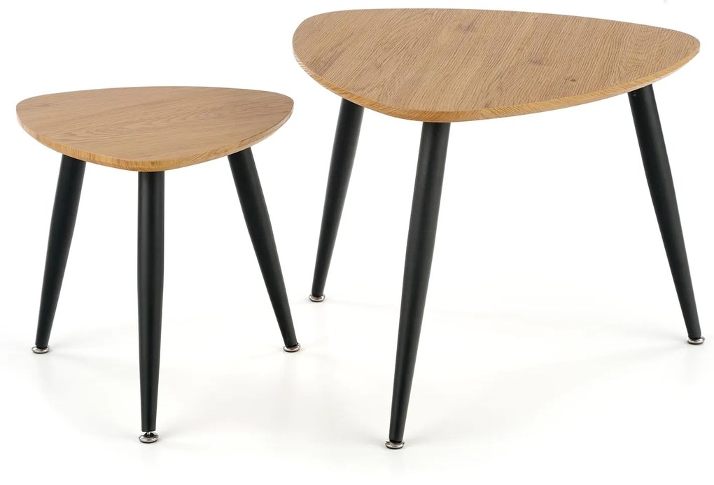 NICEA 2, set of two coffee tables, color: golden oak / black DIOMMI V-CH-NICEA_2-LAW