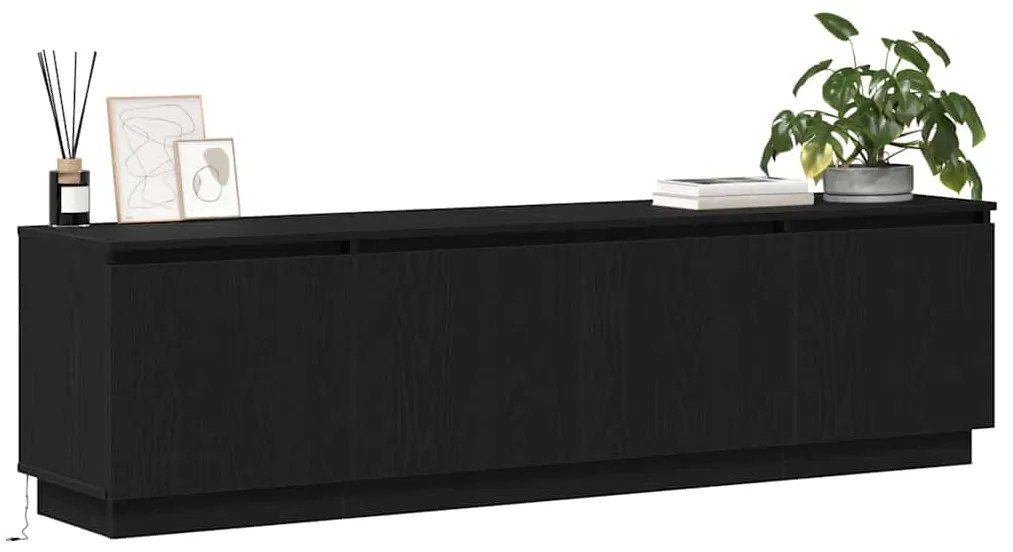 vidaXL Βιτρίνα τηλεόρασης με LED Μαύρη δρυς 180 x 38 x 49 εκ