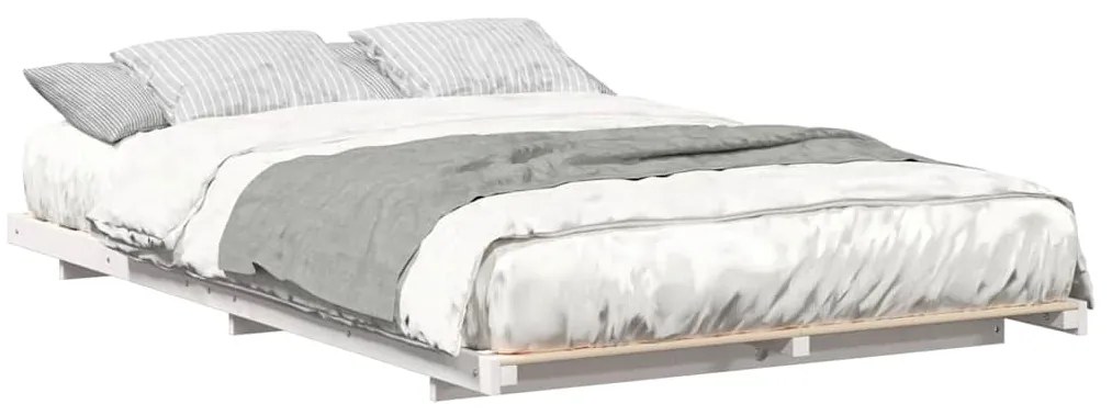 vidaXL Κρεβάτι δαπέδου Λευκό 120 x 200 cm Μασίφ ξύλο πεύκου