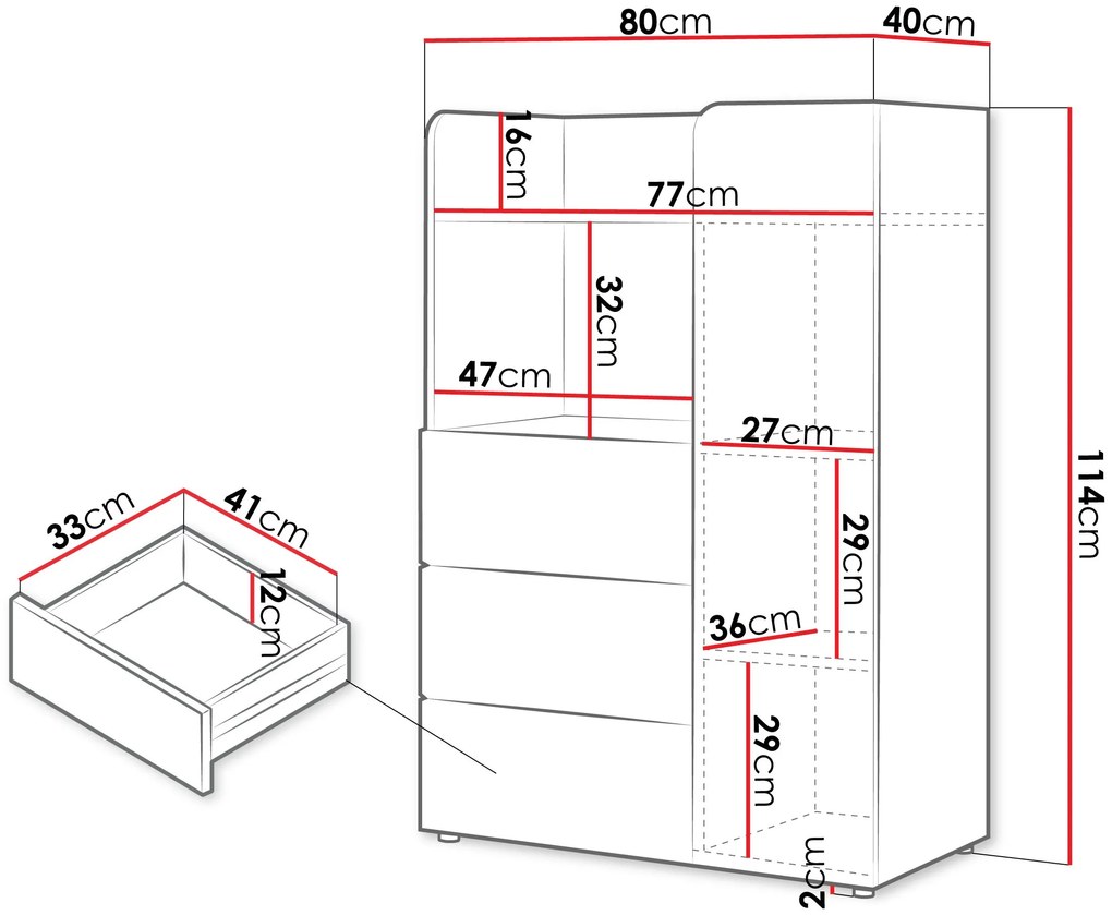 Συρταριέρα Yuki 1D 3S tall -Korali