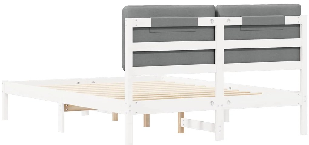 vidaXL Σκελετός Κρεβατιού με Επενδεδυμένο Κεφαλάρι Ανοιχτό γκρι