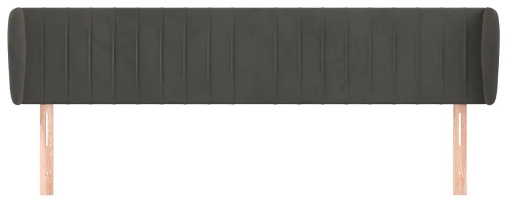 Κεφαλάρι με Πτερύγια Σκούρο Γκρι 183x23x78/88 εκ. Βελούδινο - Γκρι