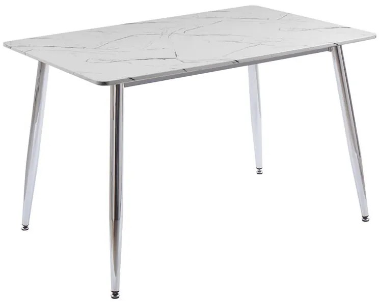WOODWELL DATUM Τραπέζι Κουζίνας- Τραπεζαρίας, Μέταλλο Χρώμιο, Mdf Άσπρο Μάρμαρο 120x80x75cm ΕΜ839,C