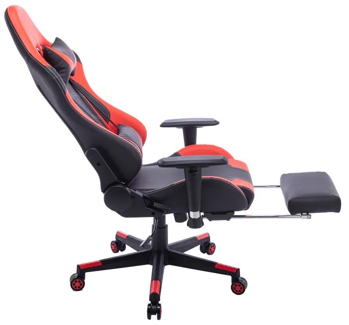 Καρέκλα γραφείου gaming Zeldo pakoworld pu μαύρο-κόκκινο 66x56x135εκ