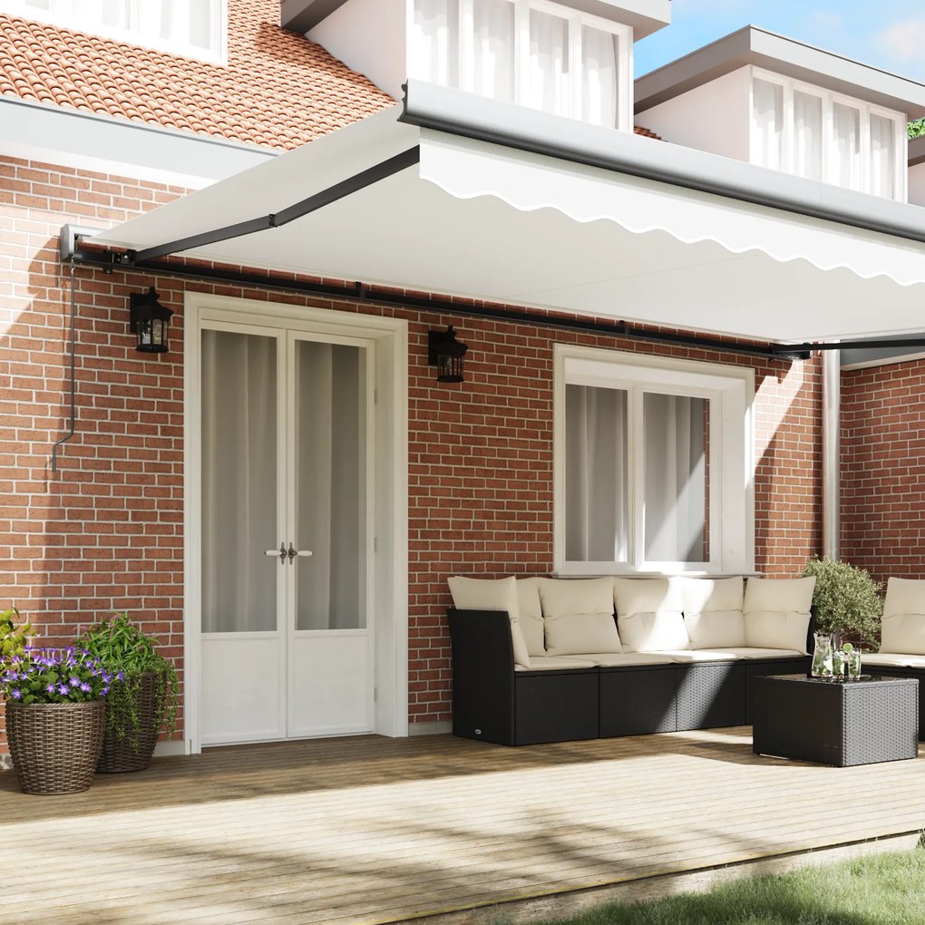 vidaXL Εγχειριδίου Ανασυρόμενη Τέντα Λευκή 500x300 cm