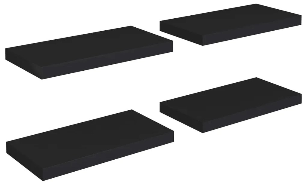 Ράφια Τοίχου 4 τεμ. Μαύρα 50x23x3,8 εκ. MDF 323831