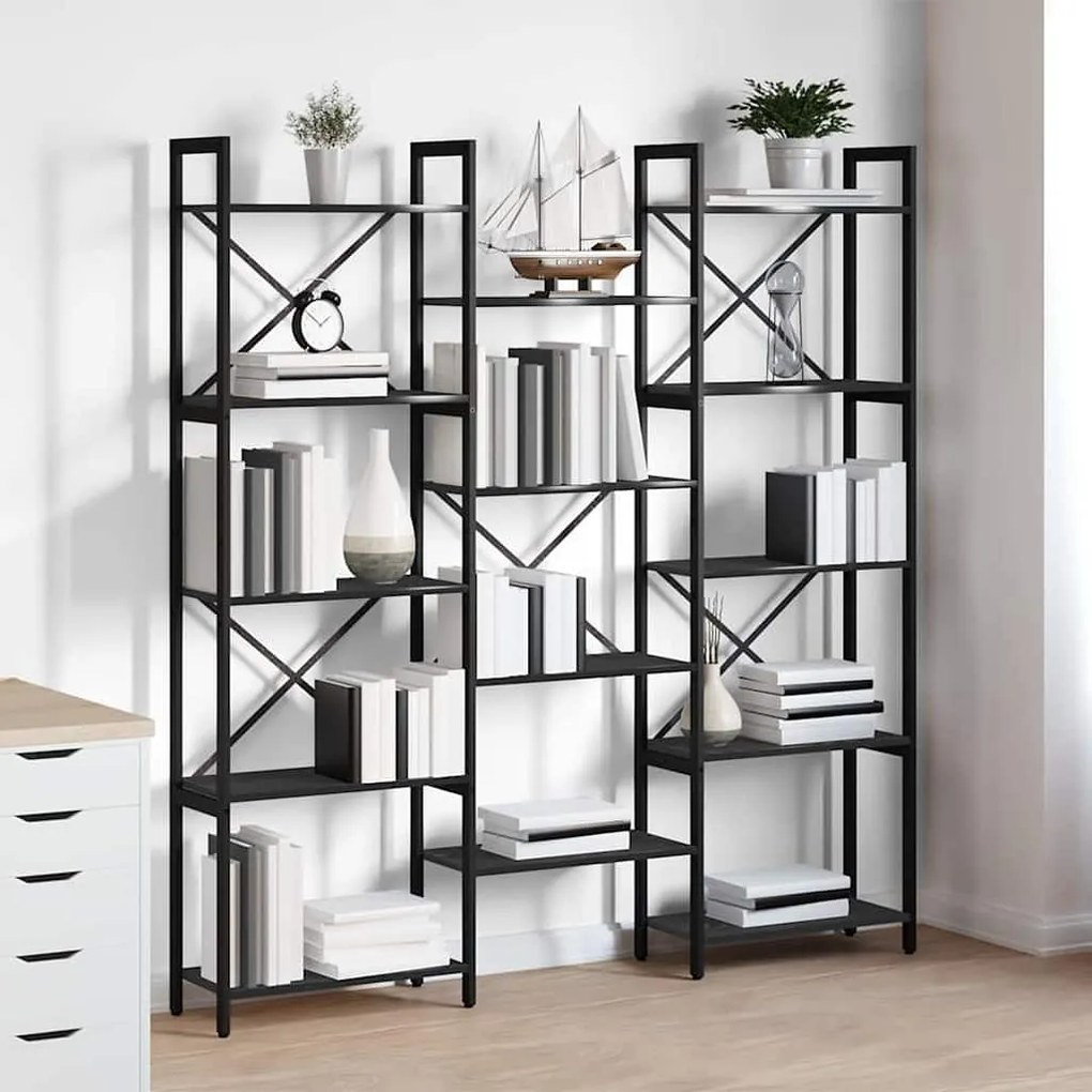 vidaXL Ράφι Βιβλίων Μαύρη δρυς 156 x 25 x 167.5 εκ Επεξεργασμένο ξύλο