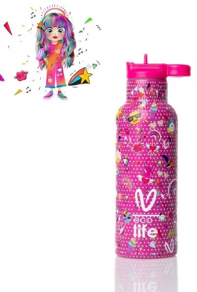 Ecolife Θερμός – Μπουκάλι X Vasiliki 500ml Rainbow 33-BO-2325