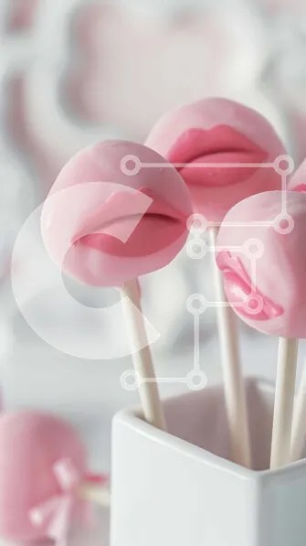 Intra Συλλεκτικό Ξύλινο Παζλ Plywood  4mm - Ροζ Cake Pops με σχέδια για τα χείλη σε λευκό δοχείο Σε Ξύλινο Κουτί - Διαστάσεις: 10x10 cm – 25 κομμάτια