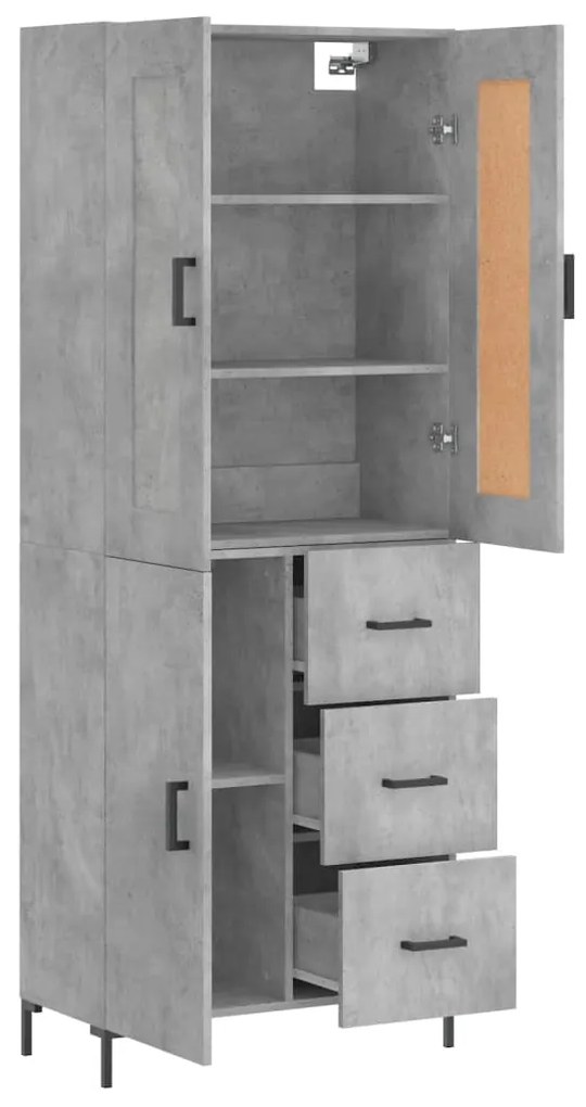 vidaXL Ντουλάπι Γκρι Σκυροδέματος 69,5x34x180 εκ. Επεξεργασμένο Ξύλο
