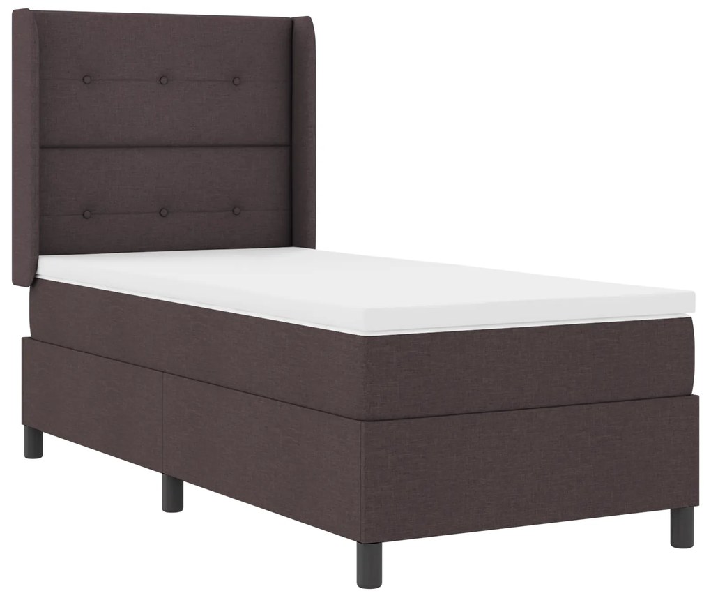 vidaXL Κρεβάτι Box Spring με Στρώμα & LED σε Σκούρο Καφέ - 80x200 εκ. Ύφασμα