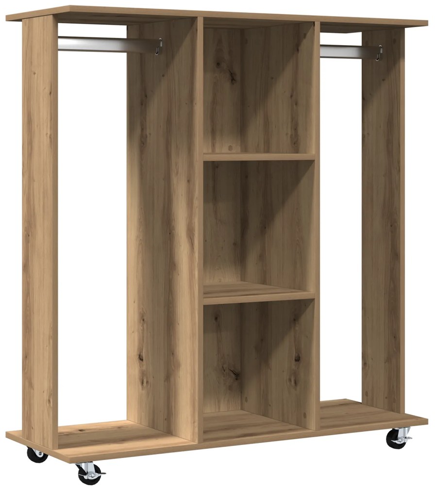 vidaXL Ντουλάπα με Ρόδες Καφέ Δρυς 102x38x110 εκ. Επεξεργασμένο Ξύλο