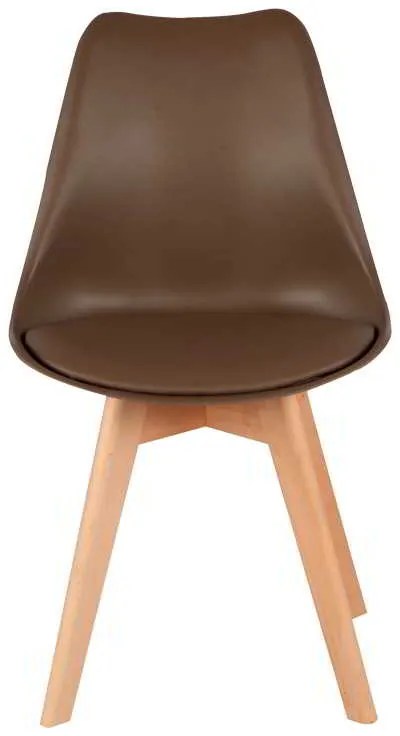 Καρέκλα Gaston pakoworld PP-PU καφέ απόχρωση- φυσικό πόδι 43x51x75εκ