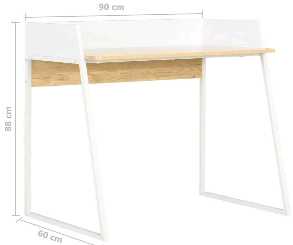 vidaXL Γραφείο Λευκό / Χρώμα Δρυός 90 x 60 x 88 εκ.