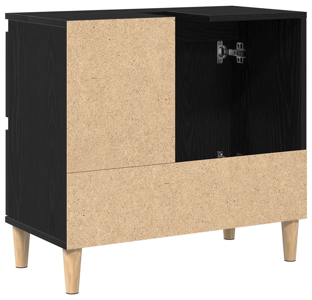 vidaXL Ντουλάπι νεροχύτη Μαύρη Δρυς 65x33x60 εκ Επεξεργασμένο ξύλο