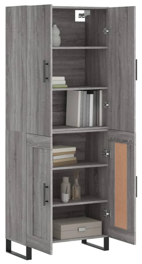 vidaXL Ντουλάπι Γκρι Sonoma 69,5 x 34 x 180 εκ. Επεξεργασμένο Ξύλο