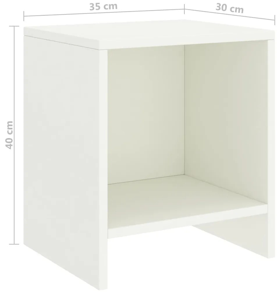 vidaXL Κομοδίνο Λευκό 35 x 30 x 40 εκ. Μασίφ Ξύλο Πεύκου