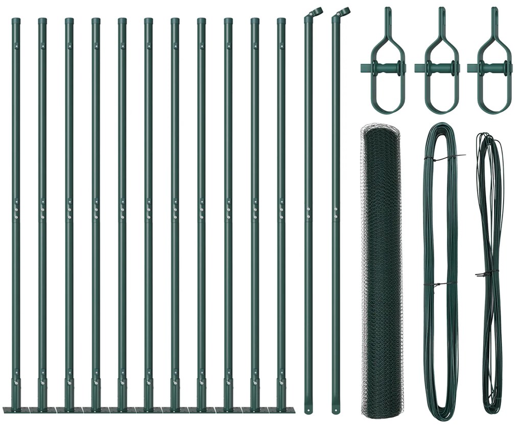 vidaXL Hexagon Fence Πράσινο 0.8x25 μ. Χάλυβας