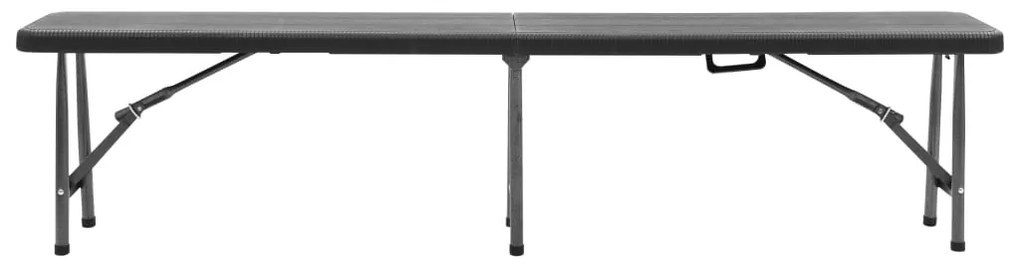 vidaXL Παγκάκια Κήπου Πτυσσόμενα 2 τεμ. Μαύρα 180 εκ. από HDPE