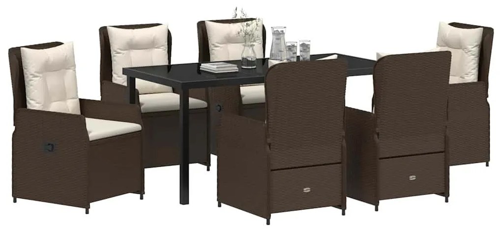 vidaXL Σέτ φαγητού για κήπο 7 pcs Καφέ συνθετικό ρατάν