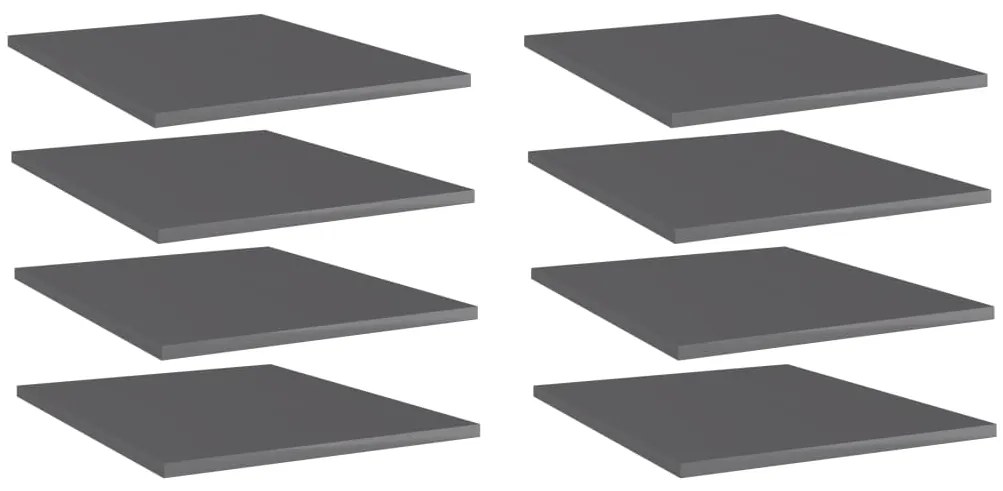 vidaXL Ράφια Βιβλιοθήκης 8 τεμ. Γυαλ. Γκρι 40x50x1,5 εκ. Επεξ.Ξύλο