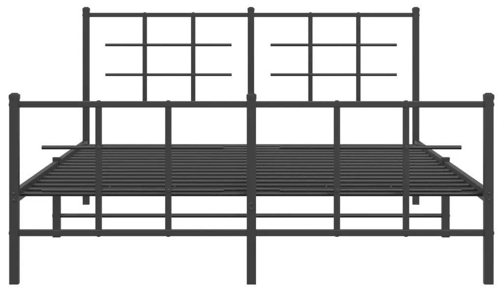 vidaXL Πλαίσιο Κρεβατιού με Κεφαλάρι&Ποδαρικό Μαύρο 150x200εκ. Μέταλλο