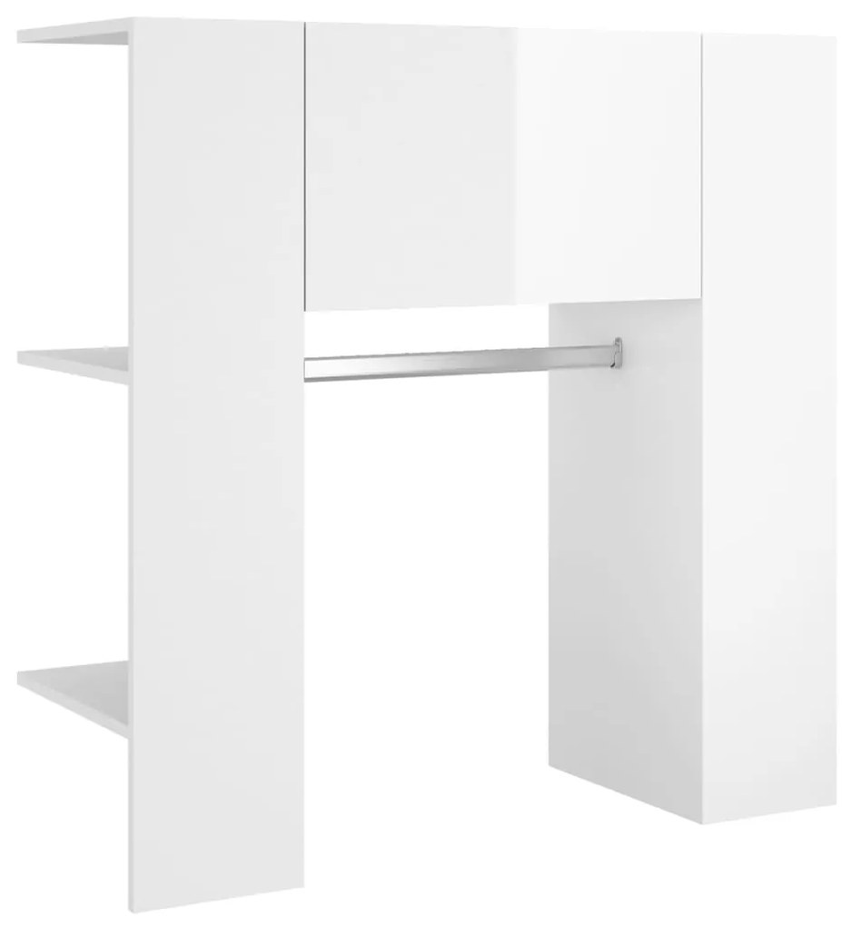 vidaXL Ντουλάπι Διαδρόμου Γυαλιστ. Λευκό 35x34x90εκ.Επεξεργασμένο Ξύλο