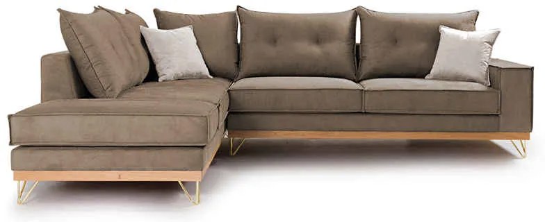 Γωνιακός καναπές δεξιά γωνία Luxury II pakoworld ύφασμα mocha-cream 290x235x95εκ