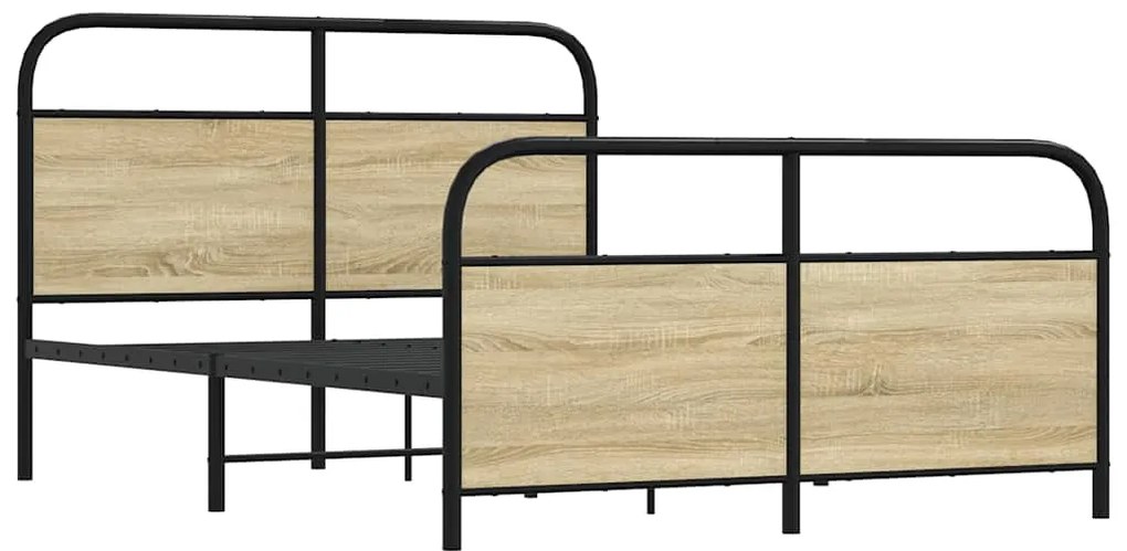 vidaXL Σκελετός Κρεβ. Χωρίς Στρώμα Sonoma Δρυς 140x200 εκ. Μεταλλικό