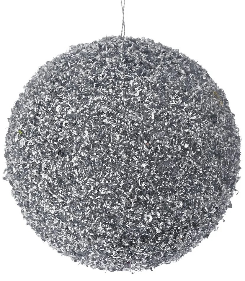 Χριστουγεννιάτικη Μπάλα Polyfoam Ασημί Glitter 12εκ. iliadis 83518