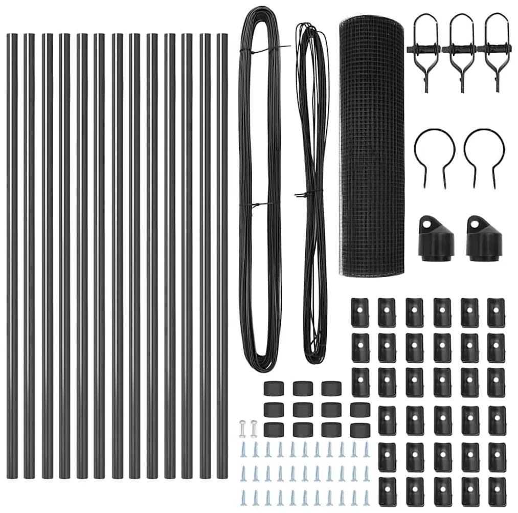 vidaXL Στύλος Περιφράξεων Γκρι 25 x 0,5 m (16 x 16 mm πλέγμα) Ατσάλι