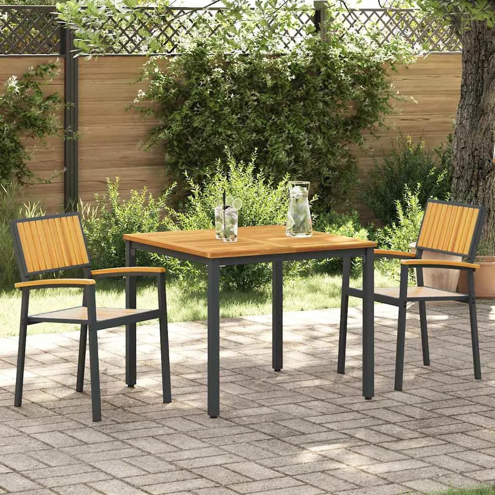 vidaXL Σέτ φαγητού για κήπο 3 pcs Μαύρο και καφέ 90 x 90 x 75 cm