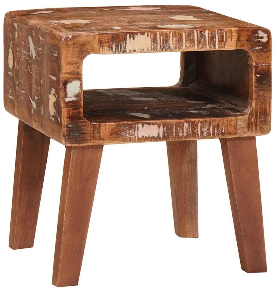 End Table με ράφι Καφέ 40 x 32 x 46 εκ Στερεό Ανακτηθέν Ξύλο