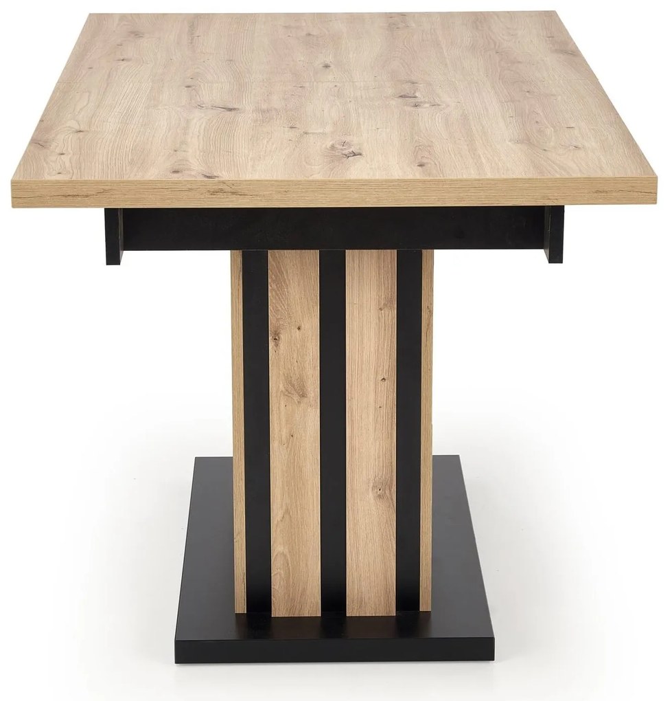 Τραπέζι Houston 1613, Artisan βελανιδιά, Μαύρο, 76x90x160cm, 69 kg, Επιμήκυνση, Πλαστικοποιημένη μοριοσανίδα | Epipla1.gr