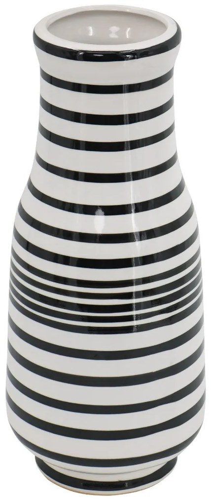 Artekko Zebra Κεραμικό Βάζο Ριγέ σε Λευκό και Μαύρο (17.7x17.7x45.7)cm Artekko 14466