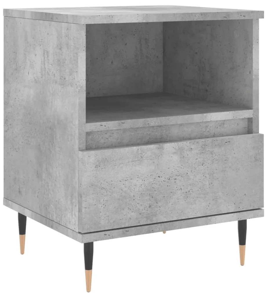 vidaXL Κομοδίνα 2 τεμ. Γκρι Σκυροδέματος 40x35x50 εκ. Επεξεργ. Ξύλο