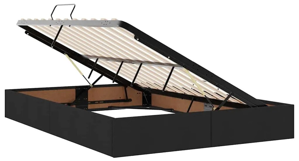 vidaXL Κρεβάτι Αποθήκης με στρώμα Μαύρο 140 x 190 cm ύφασμα