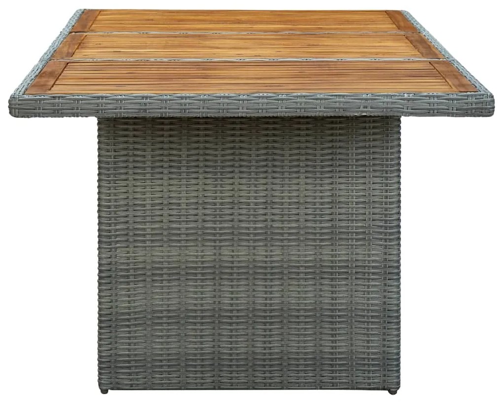 vidaXL Τραπέζι Κήπου Ανοιχτό Γκρι Συνθετικό Ρατάν / Μασίφ Ξύλο Ακακίας