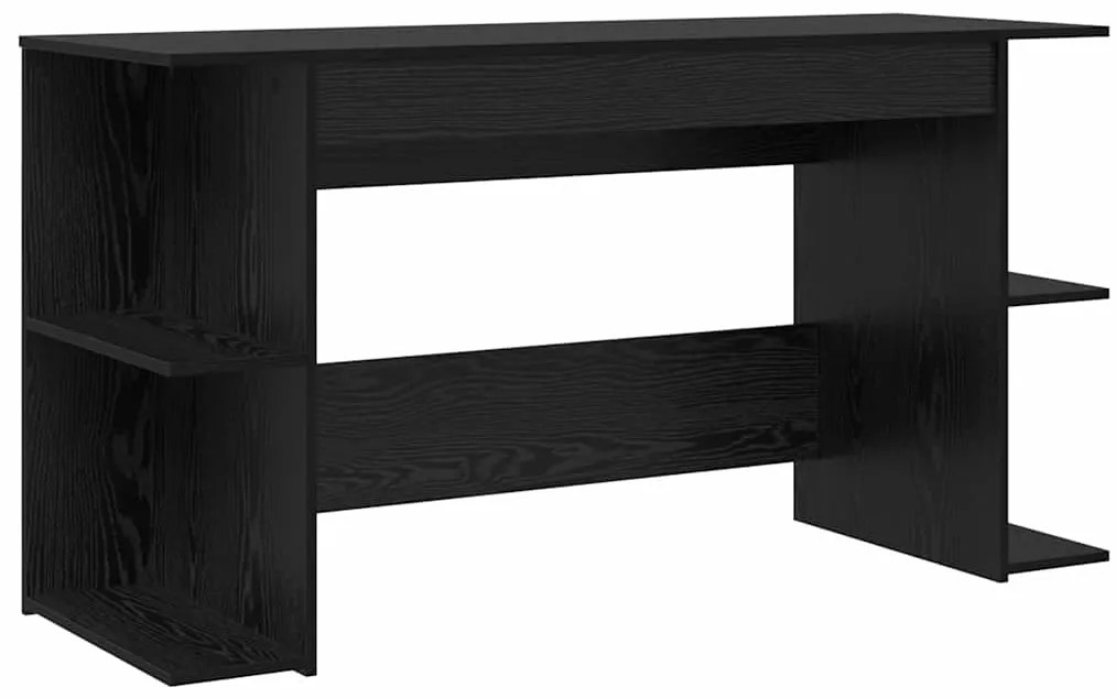 vidaXL Γραφείο με ράφι Άλλο Μαύρη δρυς 140 x 50 x 75 εκ. Επεξεργασμένο ξύλο