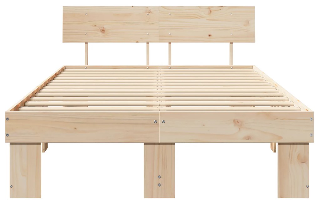 vidaXL Σκελετός Κρεβατιού Καφέ 140 x 190 cm Συμπαγές ξύλο πεύκου