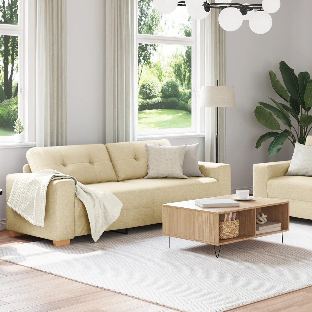 vidaXL Σετ Καναπέ με μαξιλάρι 2 pcs Κρεμ 221 x 78 x 80 εκ Ύφασμα