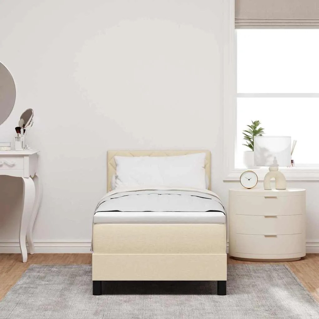 vidaXL Κρεβάτι με ελατήρια με στρώμα Κρεμ 80 x 200 cm ύφασμα