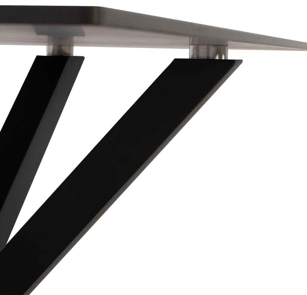ΤΡΑΠΕΖΙ ΤΡΑΠΕΖΑΡΙΑΣ SYNTEC SINTERED STONE ΜΑΥΡΟ ΜΕΤΑΛΛΙΚΑ ΠΟΔΙΑ 160x90x75Y εκ.