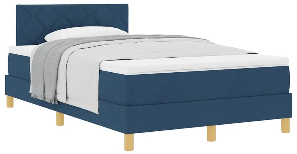 vidaXL Κρεβάτι box spring με στρώμα με στρώμα Μπλε 120 x 200 cm ύφασμα
