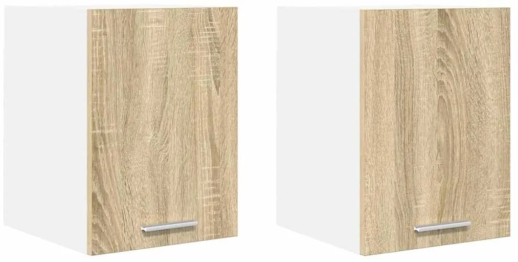 vidaXL Κρεμαστό ντουλάπι με πόρτα Riga 2 pcs Σομόνα Δρυς και Λευκό